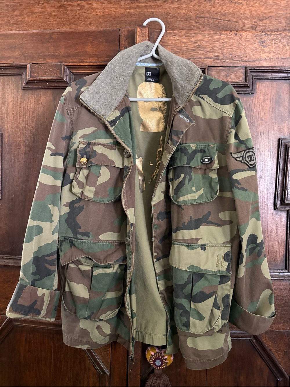 DC Men's Woodland Camo Field Jacket - Green/Brown Size Medium